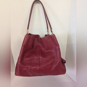 Coach Bag Madison Phoebe Cranberry Red Leather Shoulder Hobo H24621 From 2013